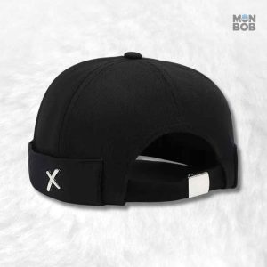 Bonnet Docker noir en coton, style décontracté et tendance