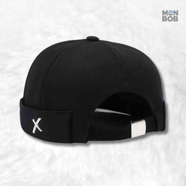 Bonnet Docker noir en coton, style décontracté et tendance