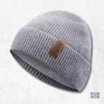 Bonnet doublé polaire gris confortable et chaud