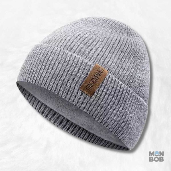 Bonnet doublé polaire gris confortable et chaud