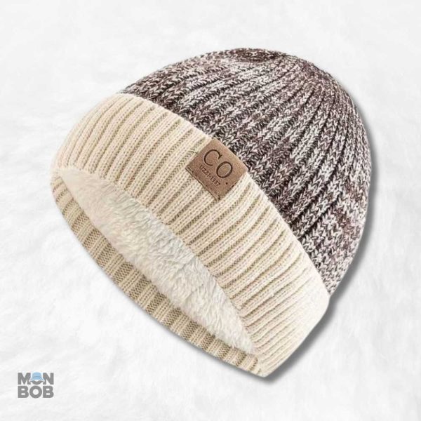 Bonnet beige doublé polaire pour homme