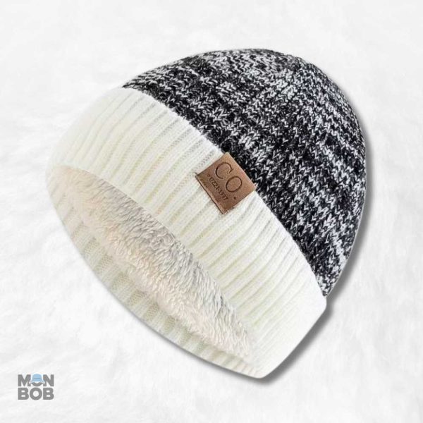 Bonnet Doublé Polaire Blanc pour Homme