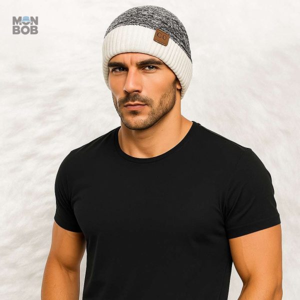 Bonnet Polaire Homme Doublé en Blanc