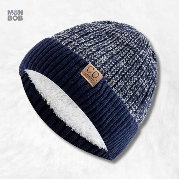 Bonnet Doublé Polaire Bleu pour Homme