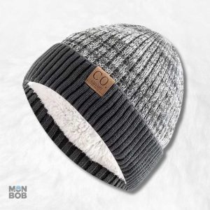 Bonnet polaire gris doublé pour homme