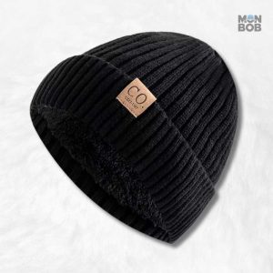 Bonnet noir doublé polaire pour homme, style et confort