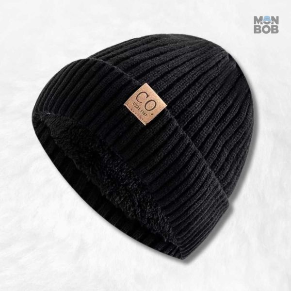 Bonnet noir doublé polaire pour homme, style et confort
