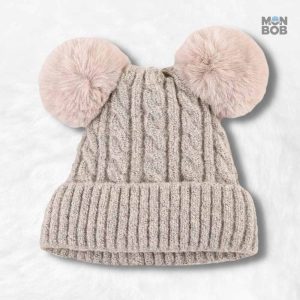 Accessoire hiver : bonnet femme à double pompon