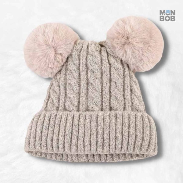 Accessoire hiver : bonnet femme à double pompon