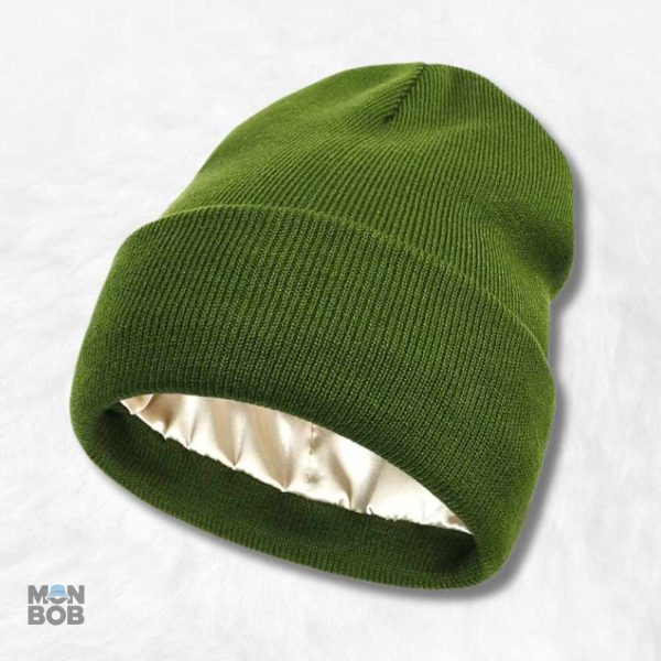 Bonnet Doublé Satin Vert élégant et confortable