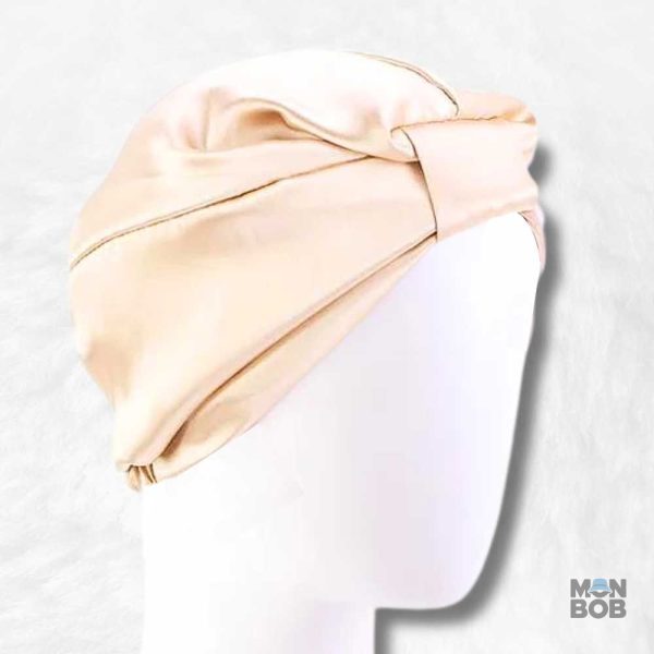 Bonnet Satin Beige Papillon élégant et stylé
