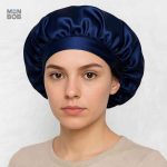 Accessoire cheveux en satin, style bleu nuit, réglable