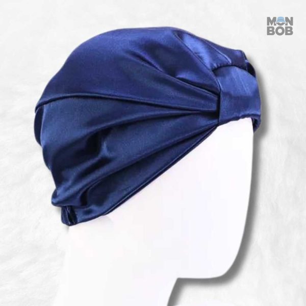 Bonnet en Satin Bleu Papillon