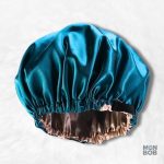 Bonnet satin bleu réglable pour un confort optimal