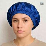 Bonnet en satin ajustable, couleur bleue élégante