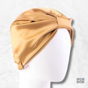 Bonnet Satin Gold Papillon, accessoire tendance pour cheveux