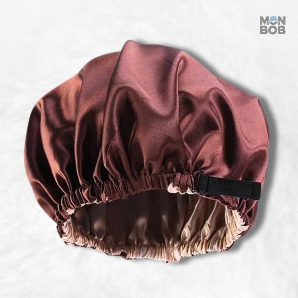 Bonnet en Satin Marron Réglable