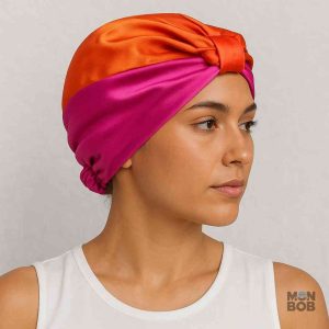 Bonnet Satiné Orange et Rose élégant