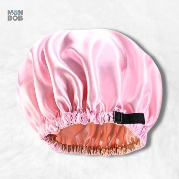 Bonnet en Satin Rose Pale Réglable