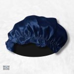 Bonnet en Soie Bleu Nuit Charlotte, accessoire de nuit élégant