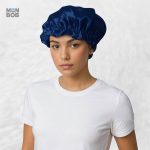 Bonnet de nuit en soie bleu nuit, confort et style réunis