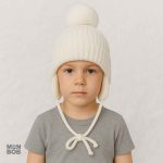 Bonnet Enfant Blanc avec Pompon pour l'Hiver