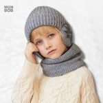 Écharpe et bonnet gris clair pour enfant