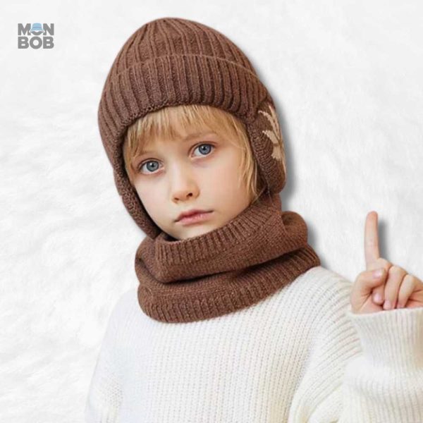 Bonnet en laine pour enfants couleur marron
