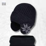 Bonnet enfant noir avec écharpe assortie
