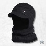 Bonnet et écharpe pour homme en noir
