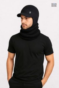 Écharpe noire pour homme, style classique et chaleureux