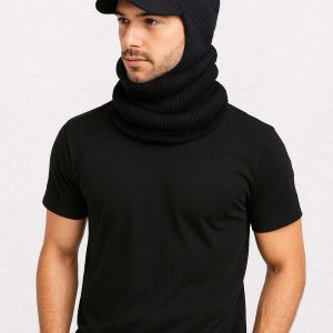 Écharpe noire pour homme, style classique et chaleureux