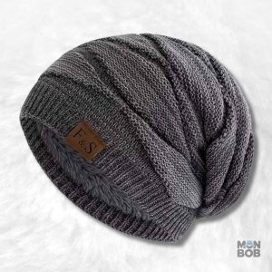 Bonnet long tombant gris pour homme