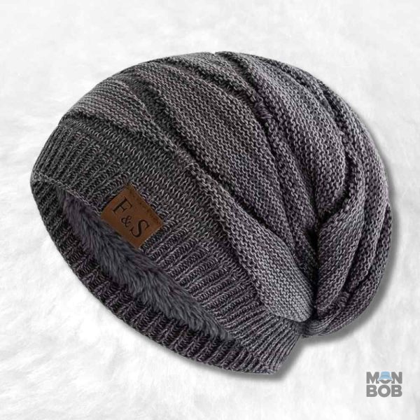 Bonnet long tombant gris pour homme