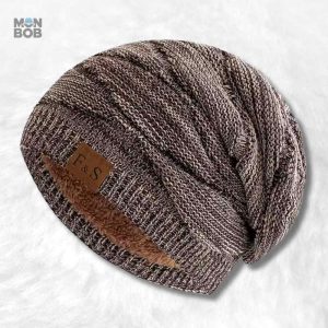 Bonnet homme long tombant marron