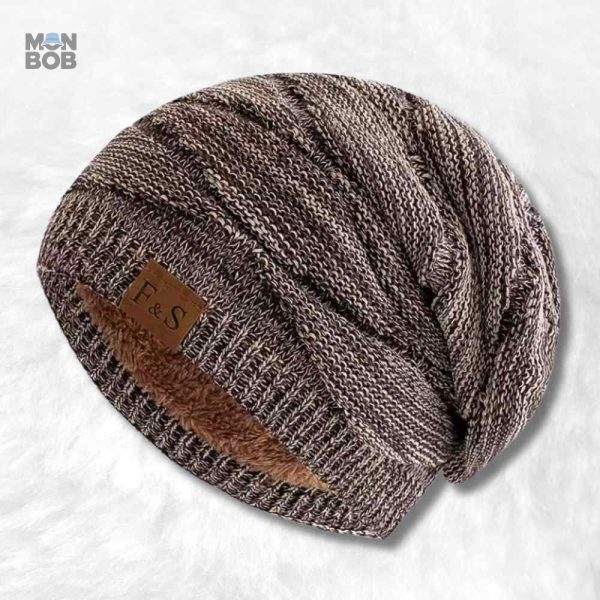 Bonnet homme long tombant marron
