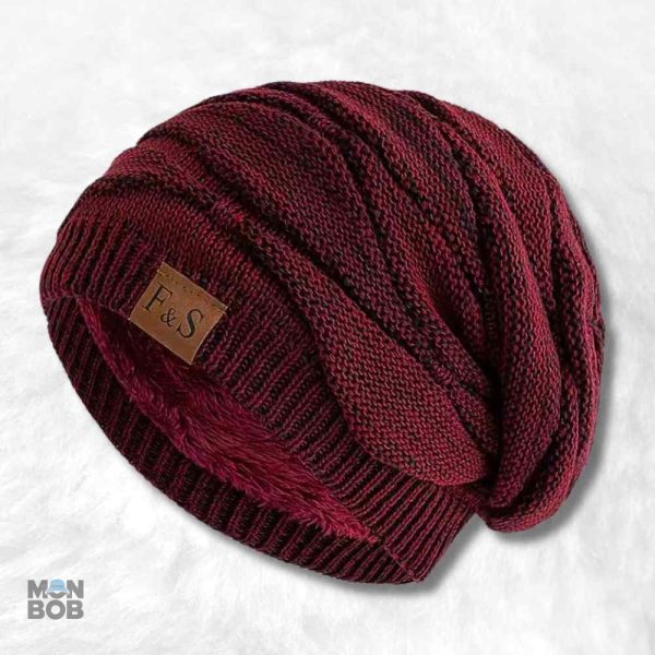 Bonnet long tombant rouge pour homme