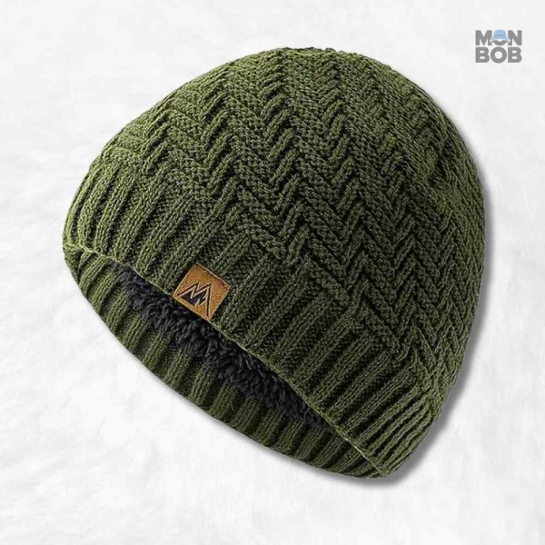 Bonnet homme luxe vert en maille douce et élégante