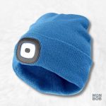 Bonnet bleu avec lampe frontale intégrée pour éclairage pratique