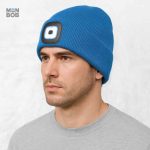 Bonnet avec lampe frontale, couleur bleue, idéal pour les activités nocturnes