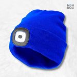 Bonnet bleu marine avec lampe frontale intégrée
