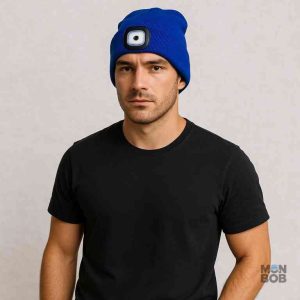 Accessoire pratique : bonnet avec éclairage LED bleu marine