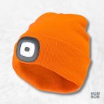 Bonnet orange avec lampe frontale intégrée pour éclairage pratique
