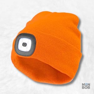 Bonnet orange avec lampe frontale intégrée pour éclairage pratique