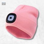 Bonnet rose avec lampe frontale intégrée pour activités nocturnes