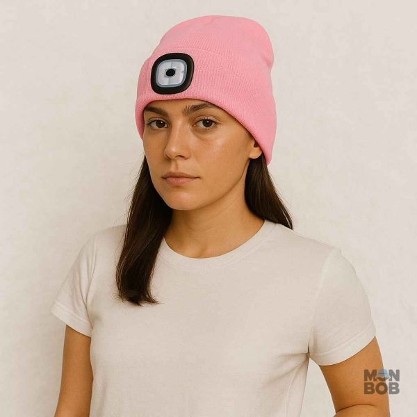 Bonnet lumineux en rose, idéal pour les sorties en plein air
