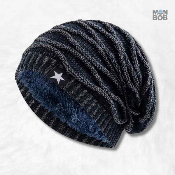 Bonnet long bleu femme, accessoire tendance pour l'hiver