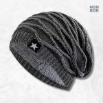 Bonnet long femme gris en tricot pour une touche élégante