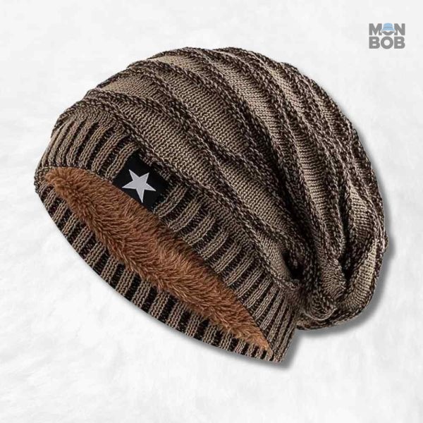 Bonnet long marron pour femme, accessoire tendance et chaud