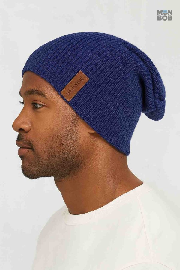 Accessoire mode homme, bonnet bleu long pour l'hiver